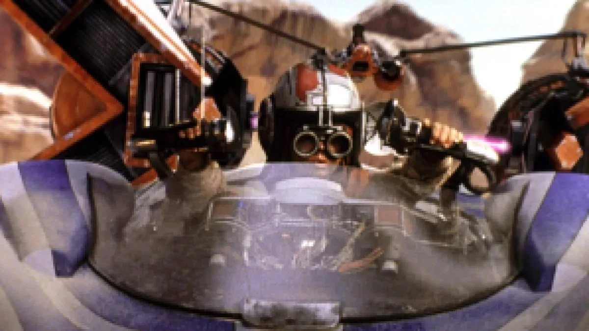 STAR WARS: EPISODE I - THE PHANTOM MENACE, Jake Lloyd, 1999, escape in a vehicle. TM and Copyright (c) Lucasfilm/20th Century Fox Film Corp. All rights reserved. Courtesy: Everett Collection.