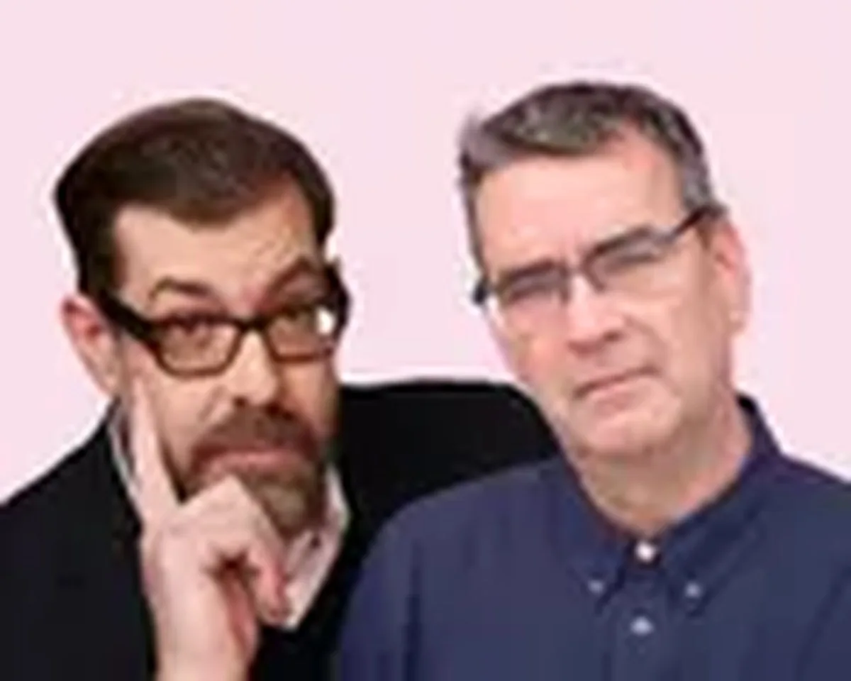 Head and shoulders shot of Richard Osman (left) and Mick Herron.