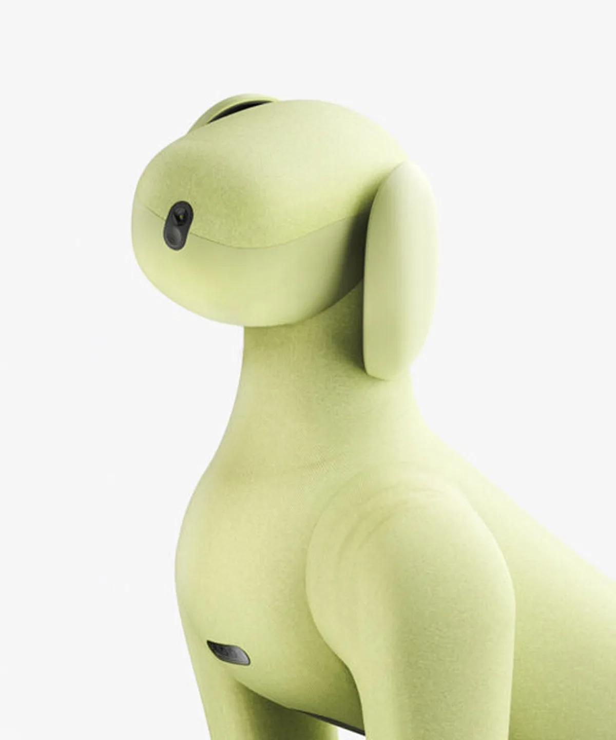 lassie robot dog pairs quadrupedal mobility with a soft removable knitted suit