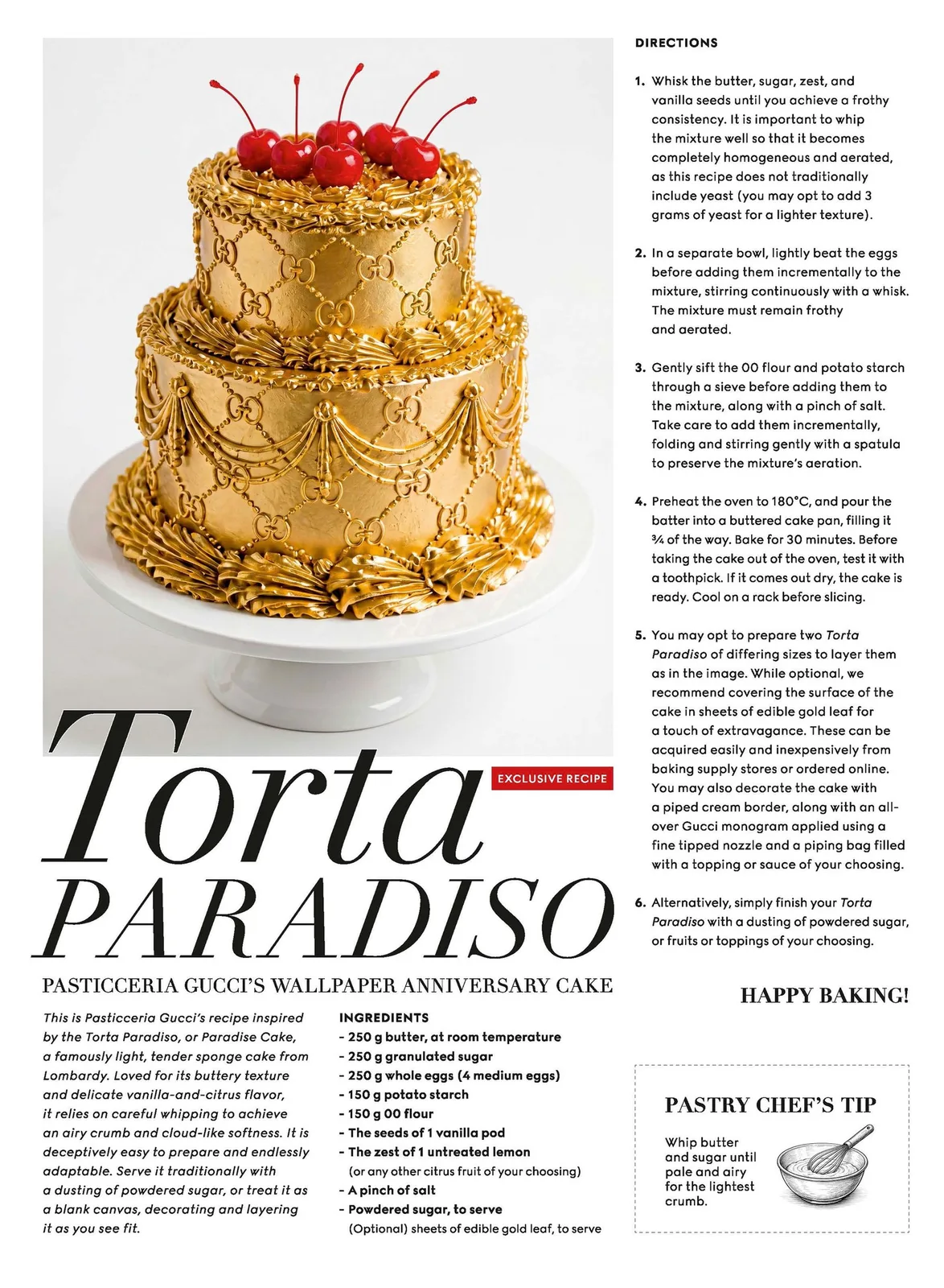 Gucci 30th birthday cake recipe for Wallpaper magazine