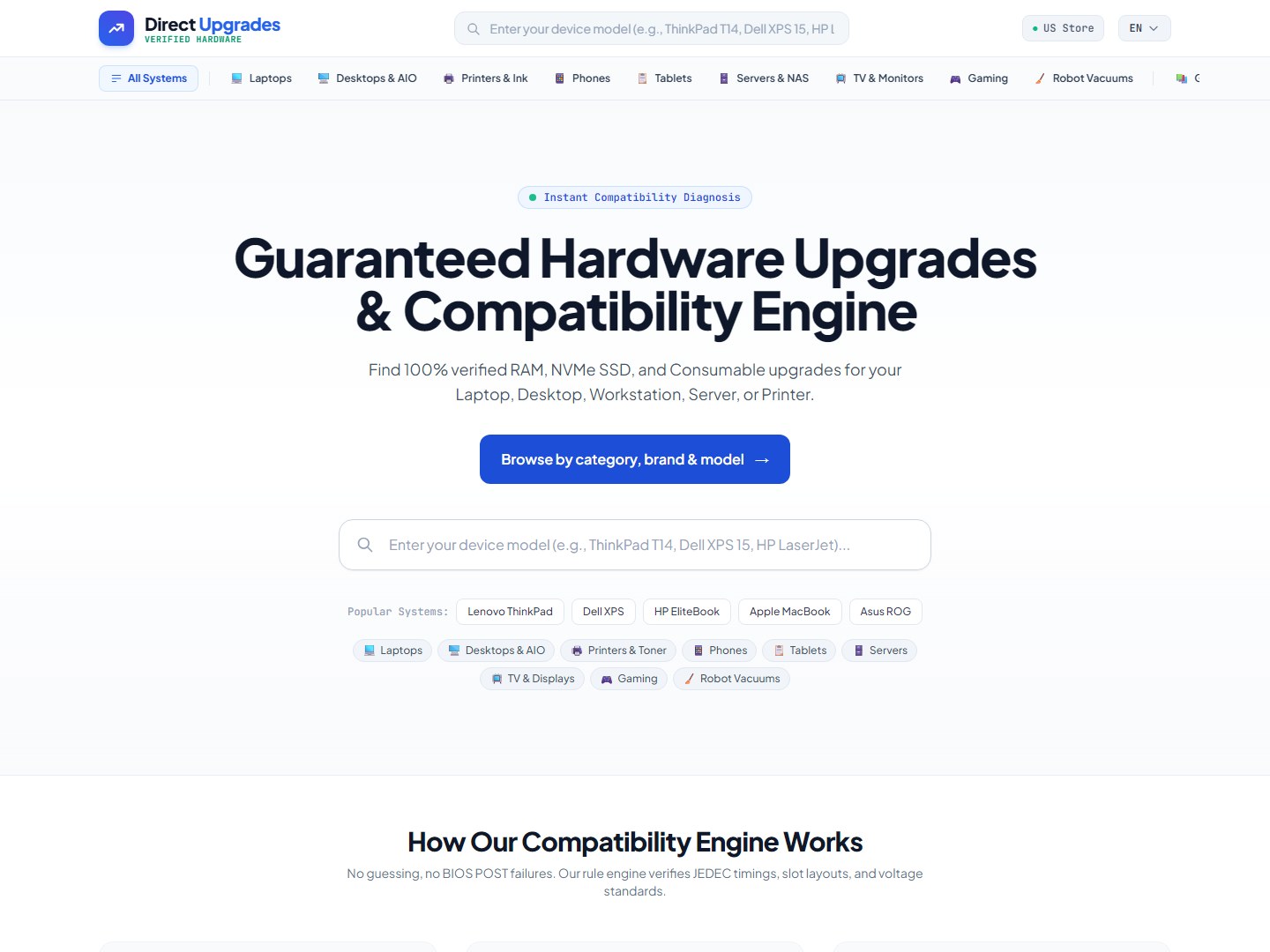 DirectUpgrades Doğrulanmış Uyumluluk Güvencesi ve Cihaz Doğrulama Motoru